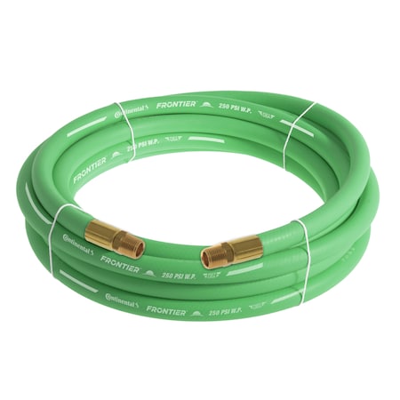 Continental 1/2" x 25' Green EPDM Rubber Air Hose, 300 PSI, 1/2" MNPT x MNPT HZG05030-25-11